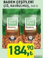 TARIM KREDİ BADEM ÇEŞİTLERİ 340 G fiyat ve kampanya bilgisi